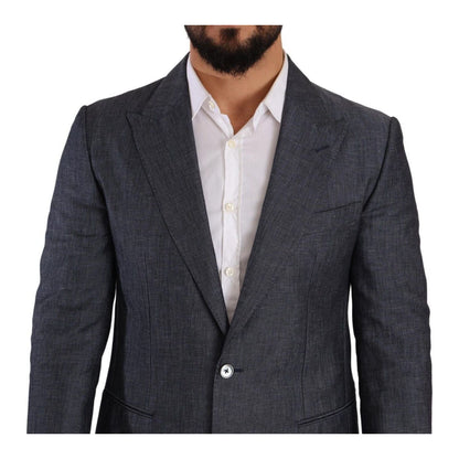 Dolce & Gabbana Blue Linen Cotton Jacket TAORMINA Blazer Dolce & Gabbana