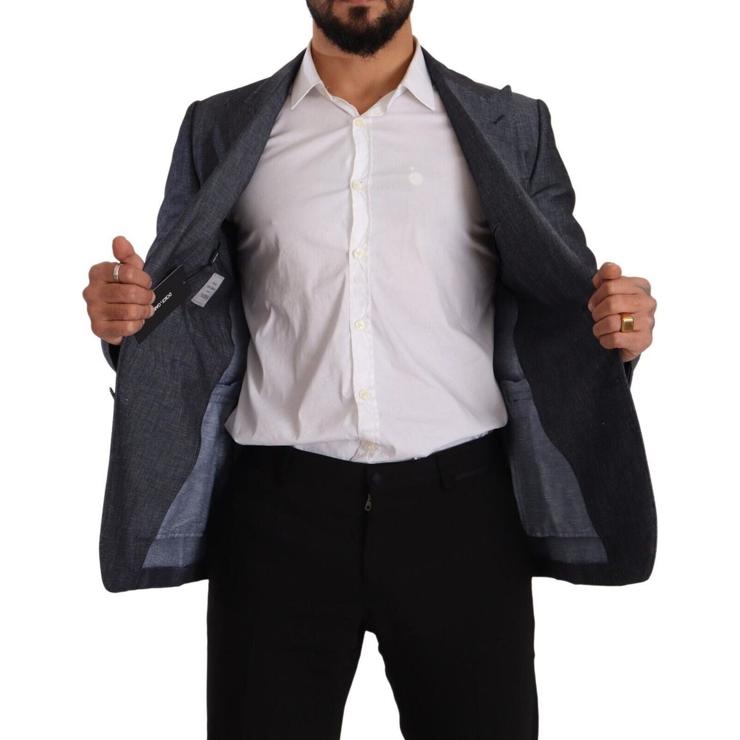 Dolce & Gabbana Blue Linen Cotton Jacket TAORMINA Blazer Dolce & Gabbana