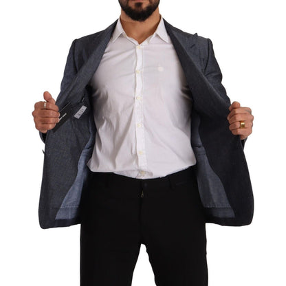 Dolce & Gabbana Blue Linen Cotton Jacket TAORMINA Blazer Dolce & Gabbana