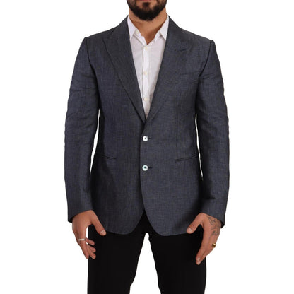 Dolce & Gabbana Blue Linen Cotton Jacket TAORMINA Blazer Dolce & Gabbana