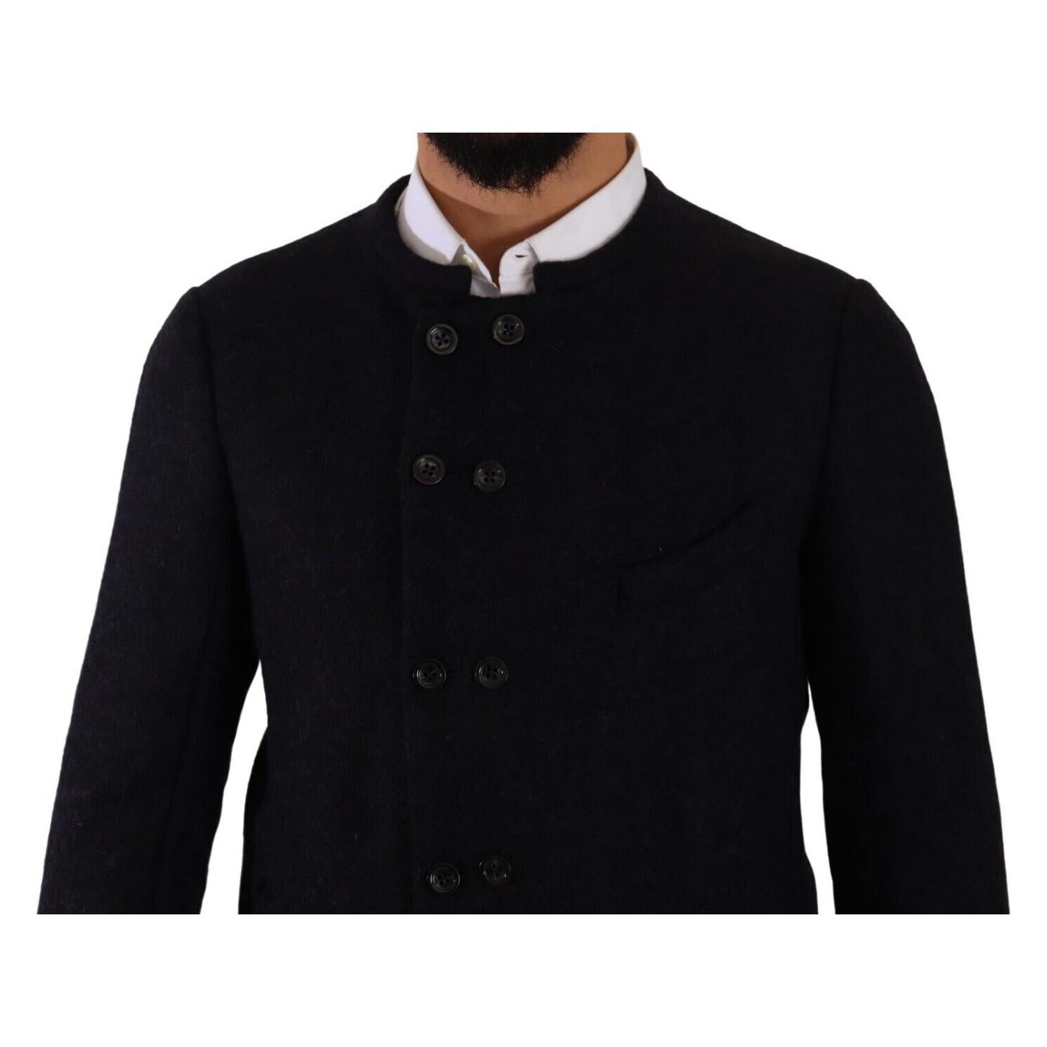 Dolce & Gabbana Gray Alpaca Button Down Men Coat Jacket