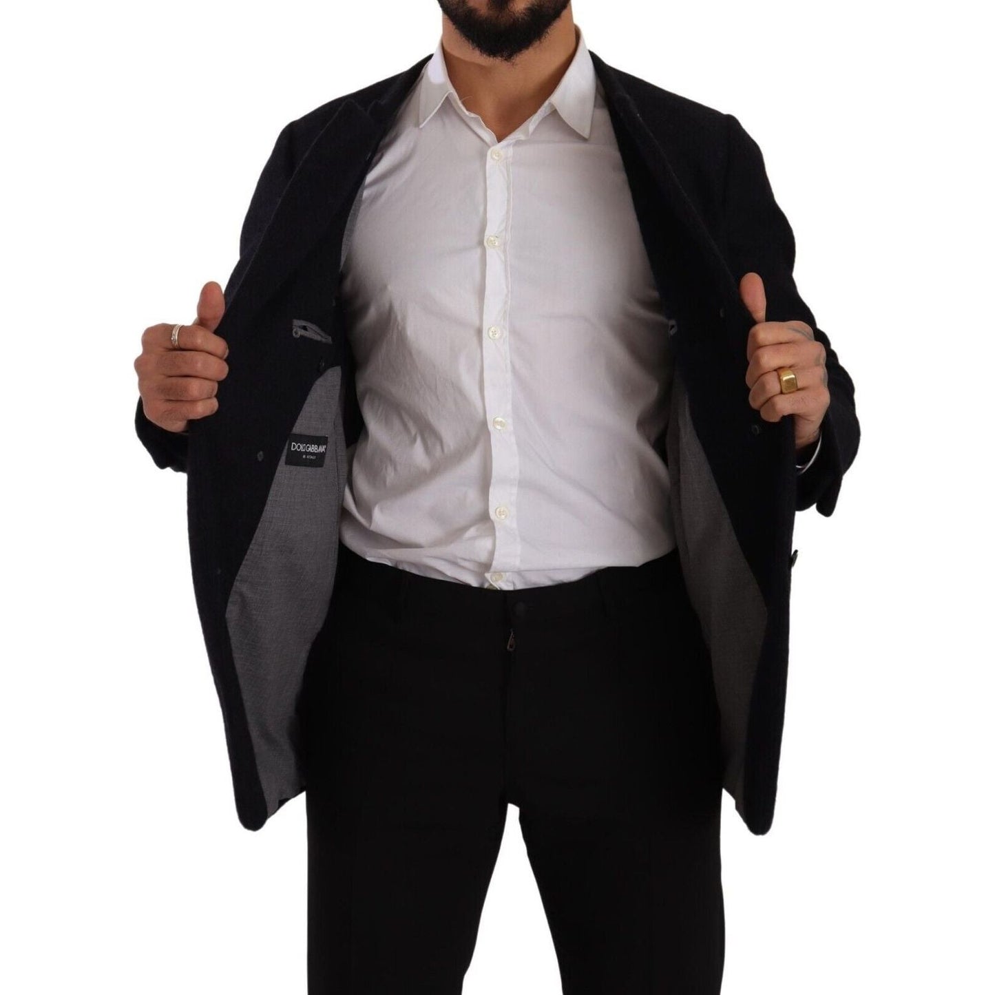 Dolce & Gabbana Gray Alpaca Button Down Men Coat Jacket Dolce & Gabbana