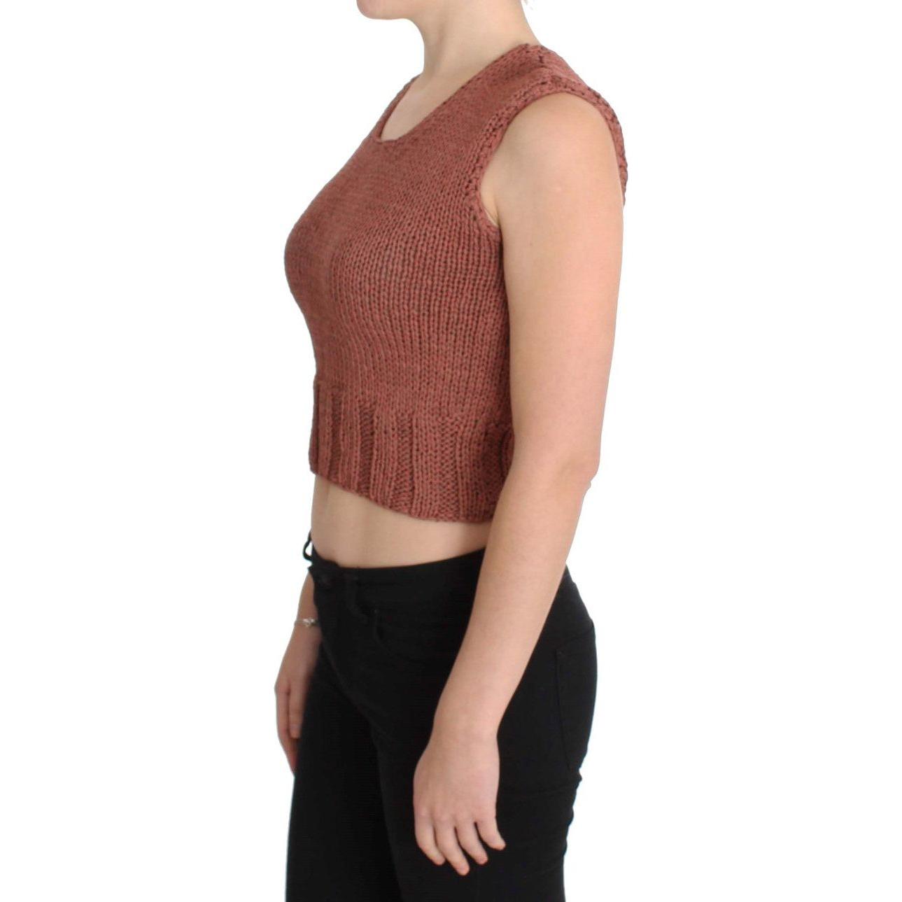PINK MEMORIES Red Cotton Blend Knitted Sleeveless Sweater