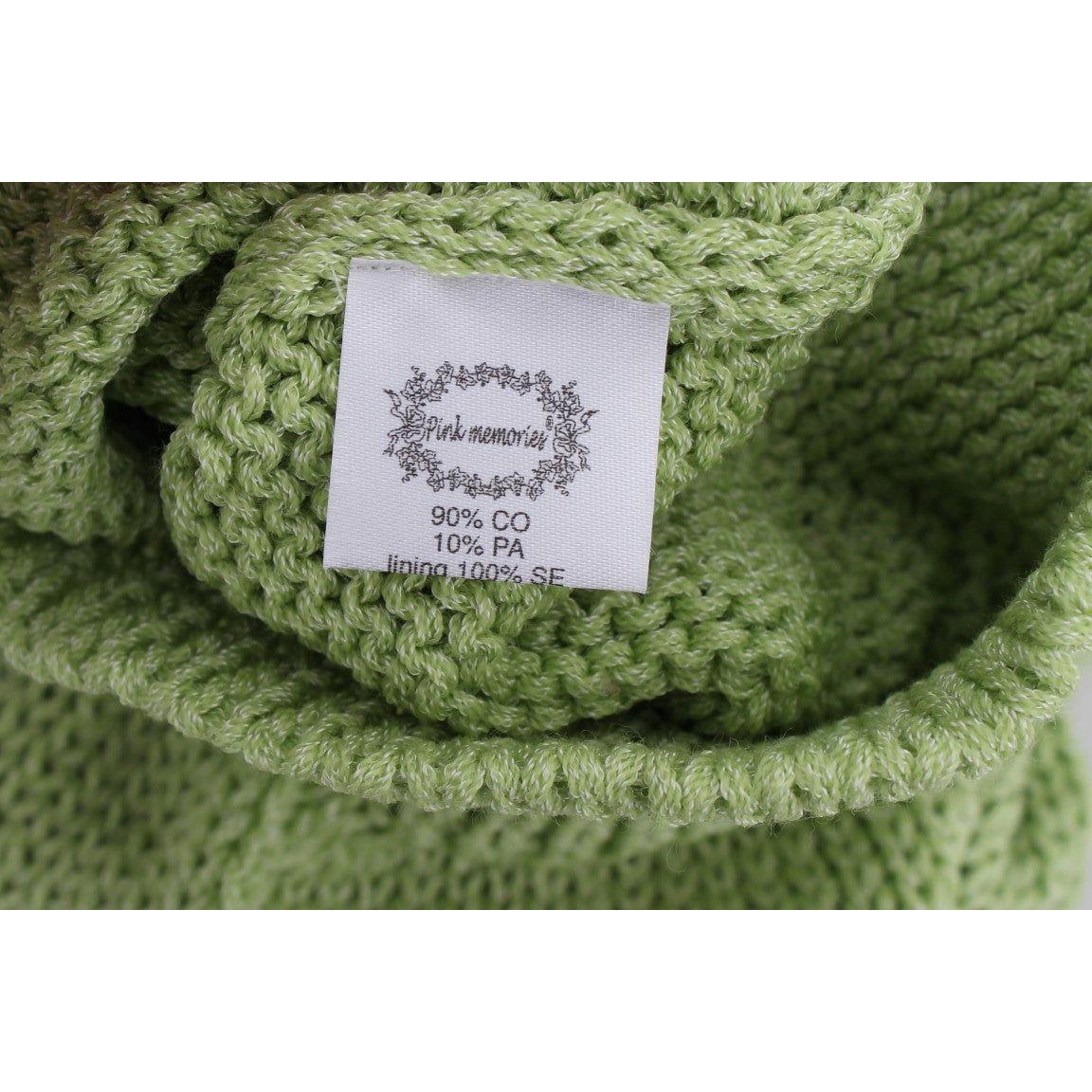 PINK MEMORIES Green Cotton Blend Knitted Sweater