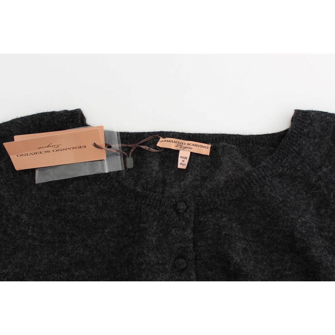 Ermanno Scervino Gray Knit Wool Cardigan Sweater