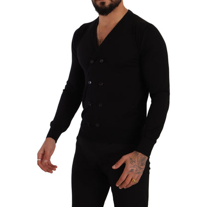 Dolce & Gabbana Black Cashmere Button Down Cardigan Sweater