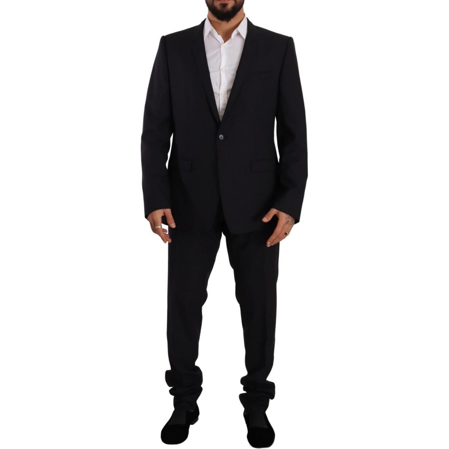 Dolce & Gabbana Blue GOLD Wool Single Breasted 2 Piece Suit Dolce & Gabbana