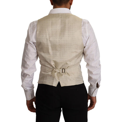 Dolce & Gabbana Beige Wool Single Breasted Waistcoat Vest Dolce & Gabbana