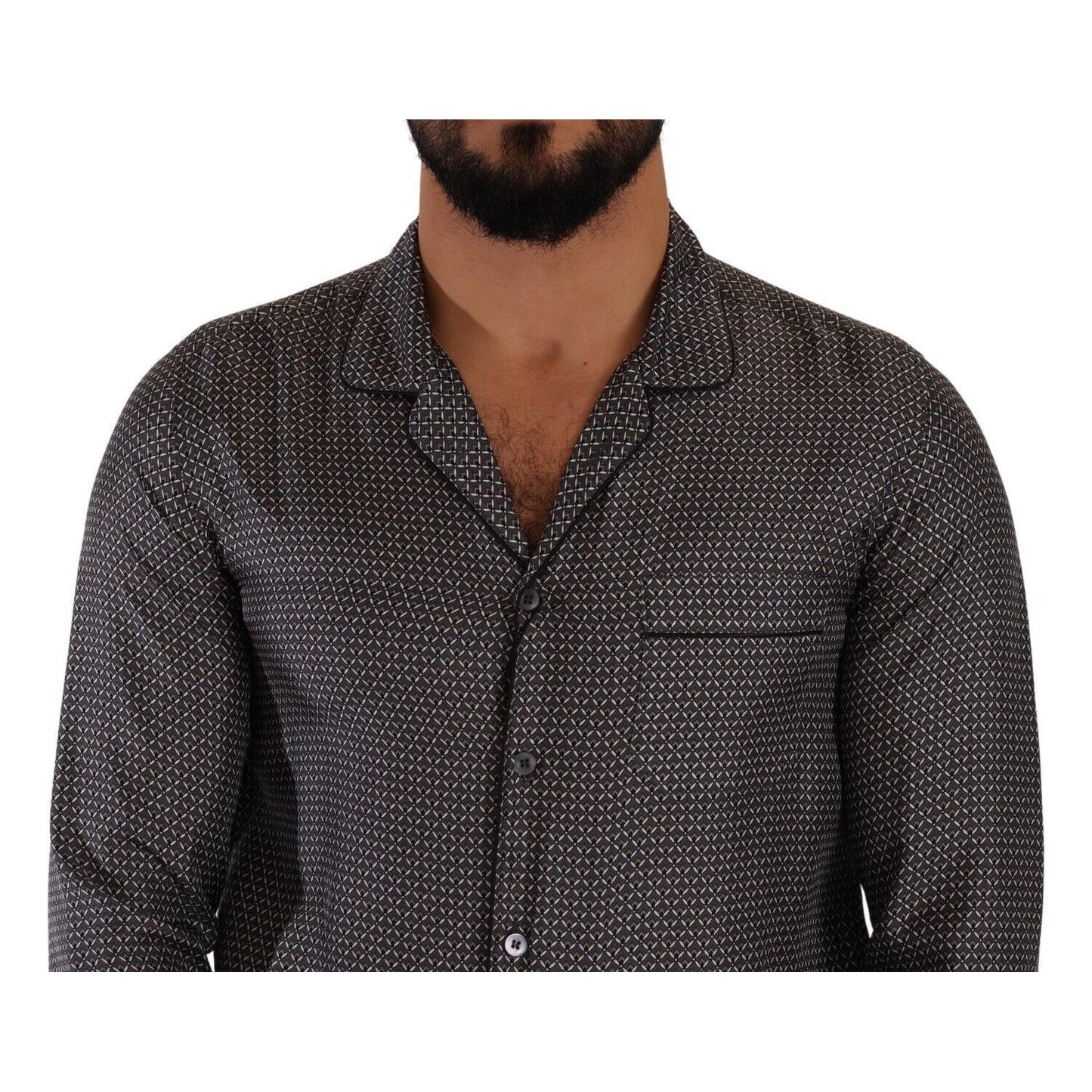 Dolce & Gabbana Gray Fantasy Pattern Pajama Top Mens Shirt Dolce & Gabbana