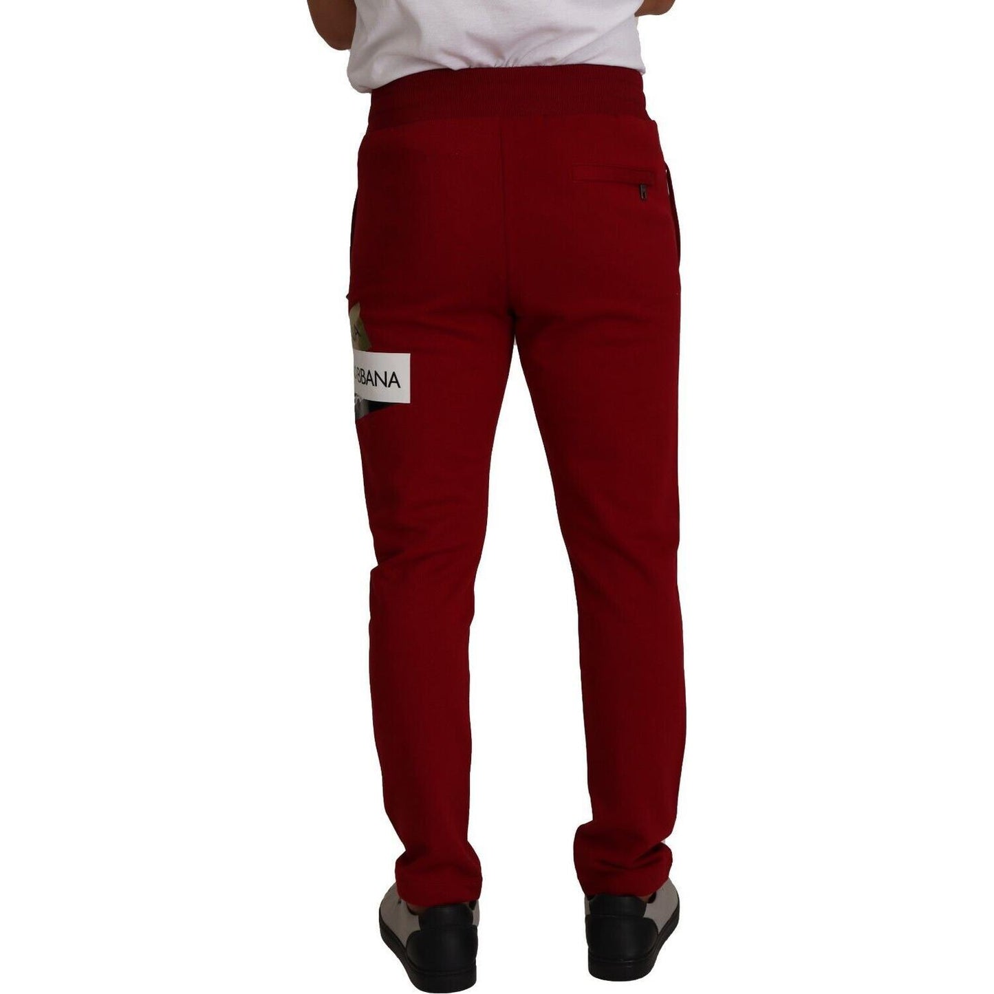 Dolce & Gabbana Red Cotton Logo Patch Sweatpants Jogging Pants Dolce & Gabbana