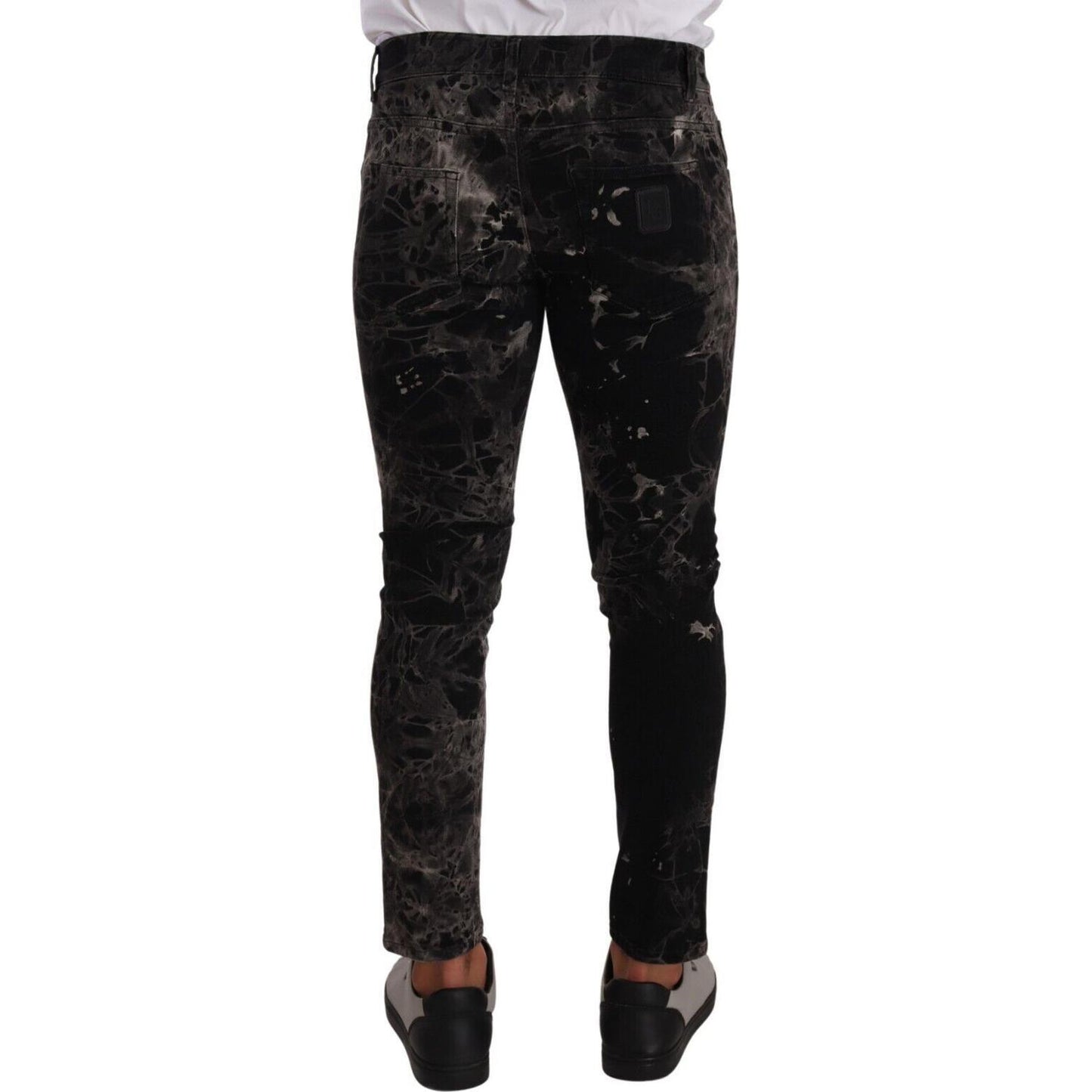 Dolce & Gabbana Black Patterned Skinny Slim Fit Jeans Dolce & Gabbana