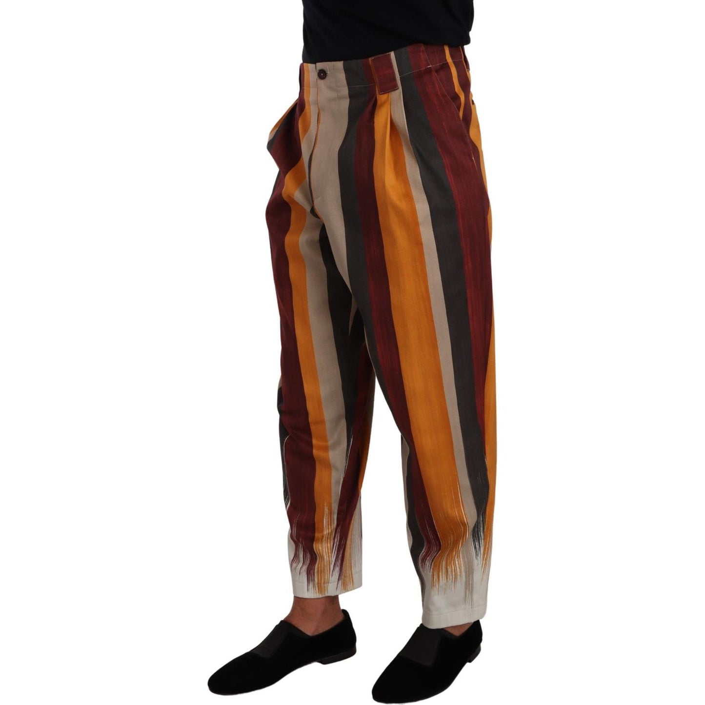 Dolce & Gabbana Multicolor Striped Cotton Tapered Trouser Pants Dolce & Gabbana