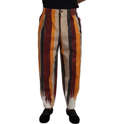 Dolce & Gabbana Multicolor Striped Cotton Tapered Trouser Pants Dolce & Gabbana