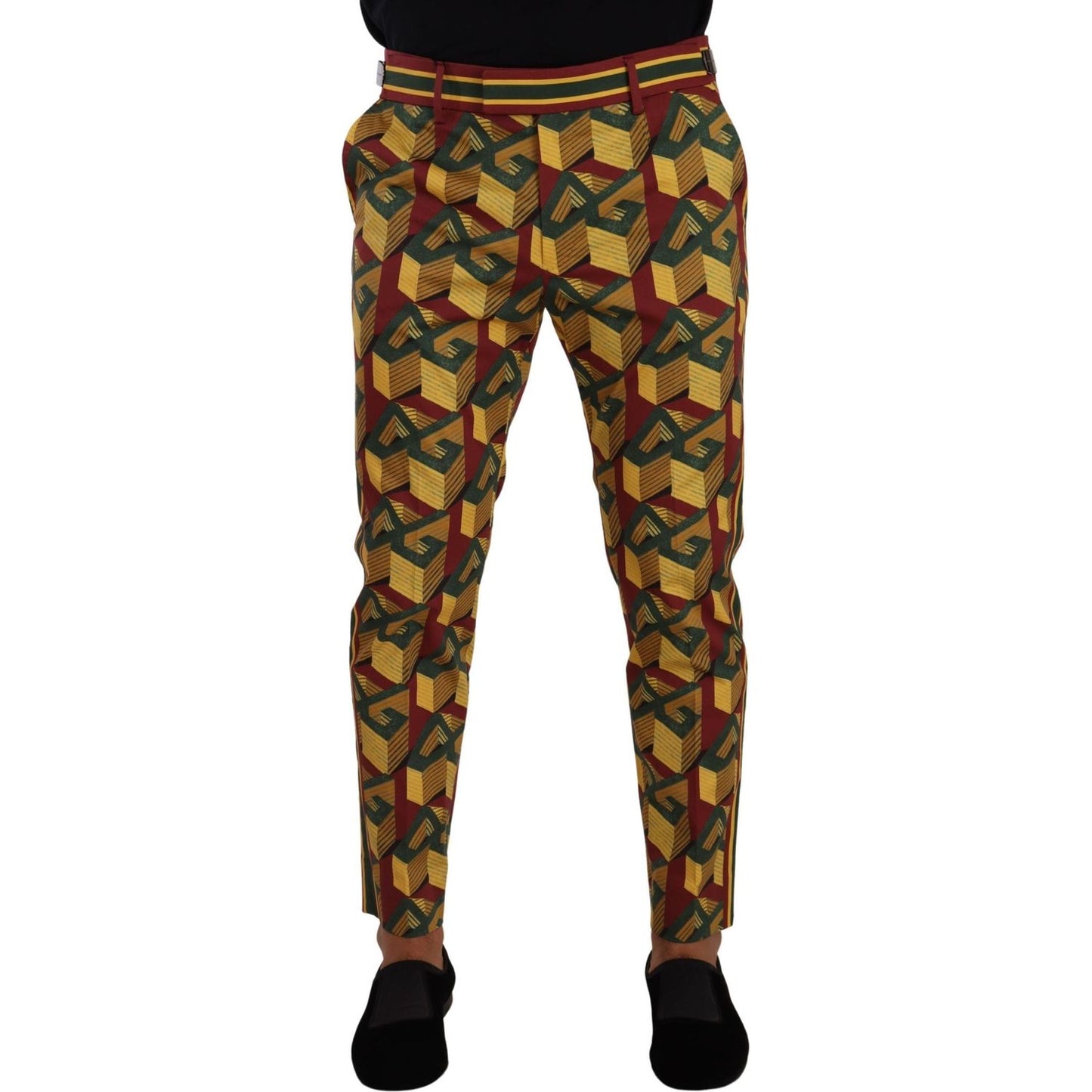 Dolce & Gabbana Multicolor Logo Mania Cotton Tapered Trouser Pants Dolce & Gabbana