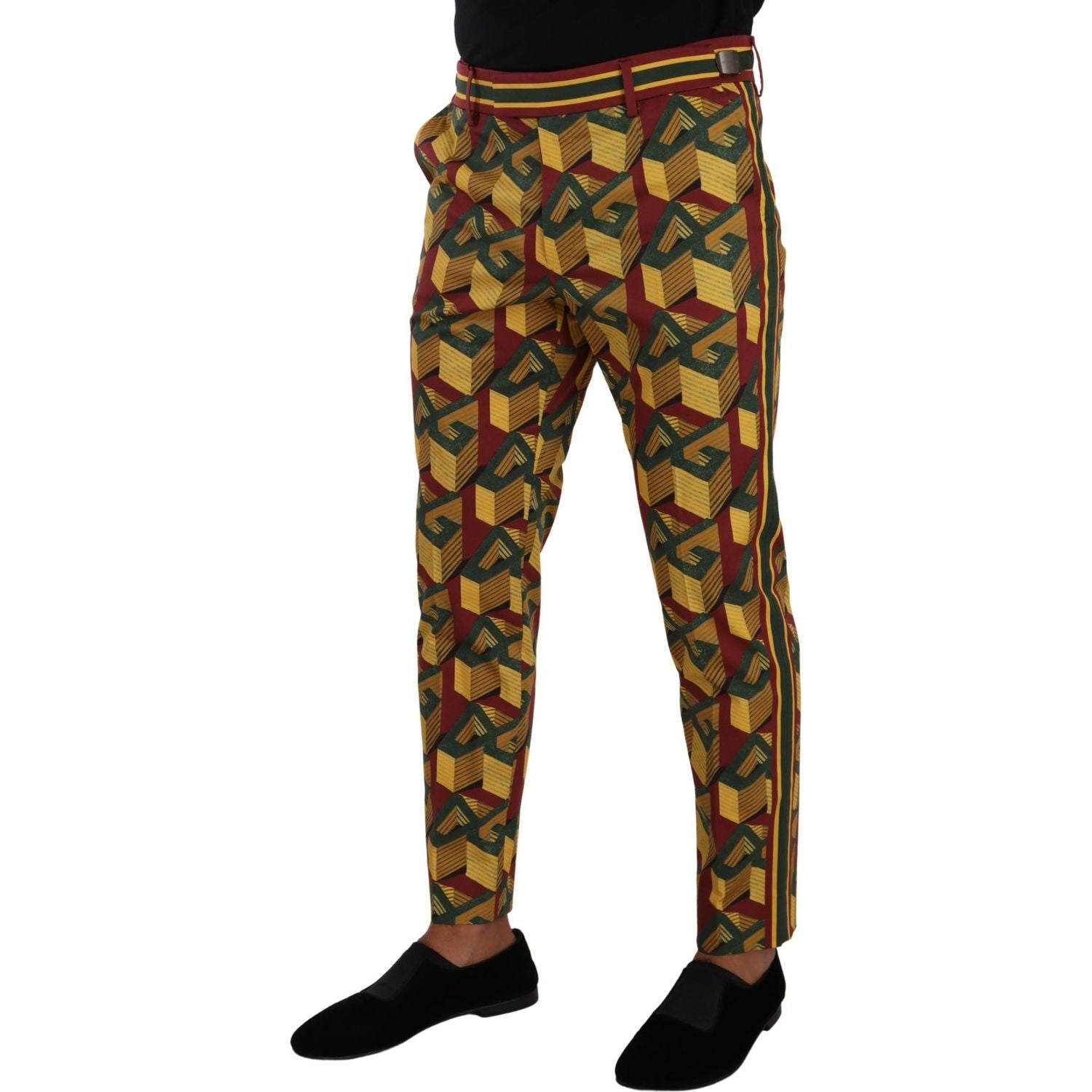 Dolce & Gabbana Multicolor Logo Mania Cotton Tapered Trouser Pants