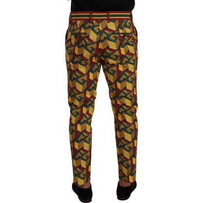 Dolce & Gabbana Multicolor Logo Mania Cotton Tapered Trouser Pants Dolce & Gabbana