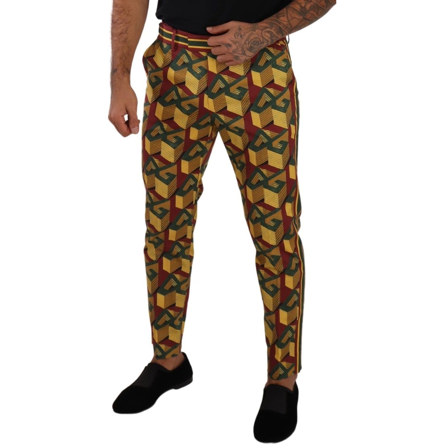 Dolce & Gabbana Multicolor Logo Mania Cotton Tapered Trouser Pants Dolce & Gabbana