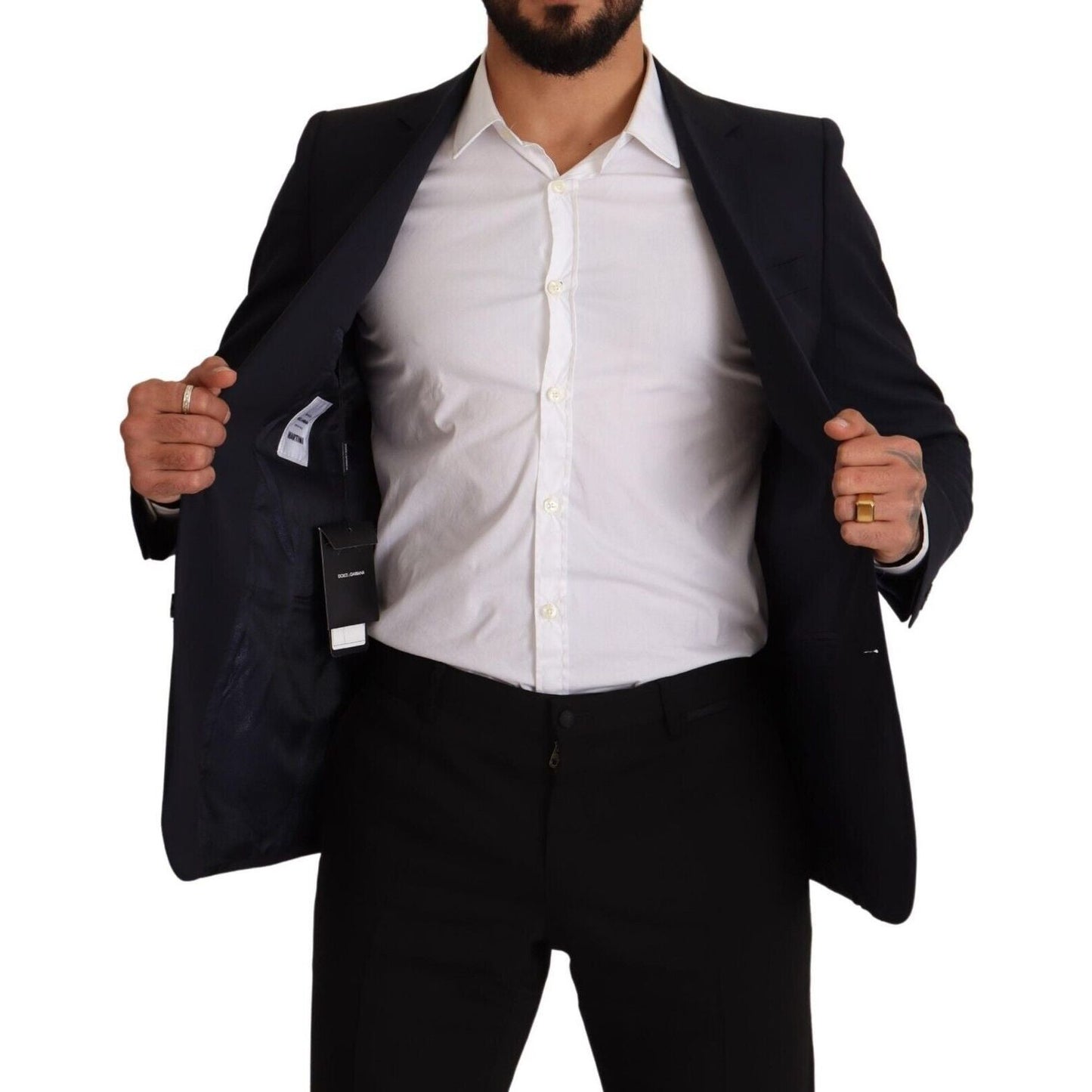 Dolce & Gabbana Dark Blue Single Breasted Coat MARTINI Blazer Dolce & Gabbana