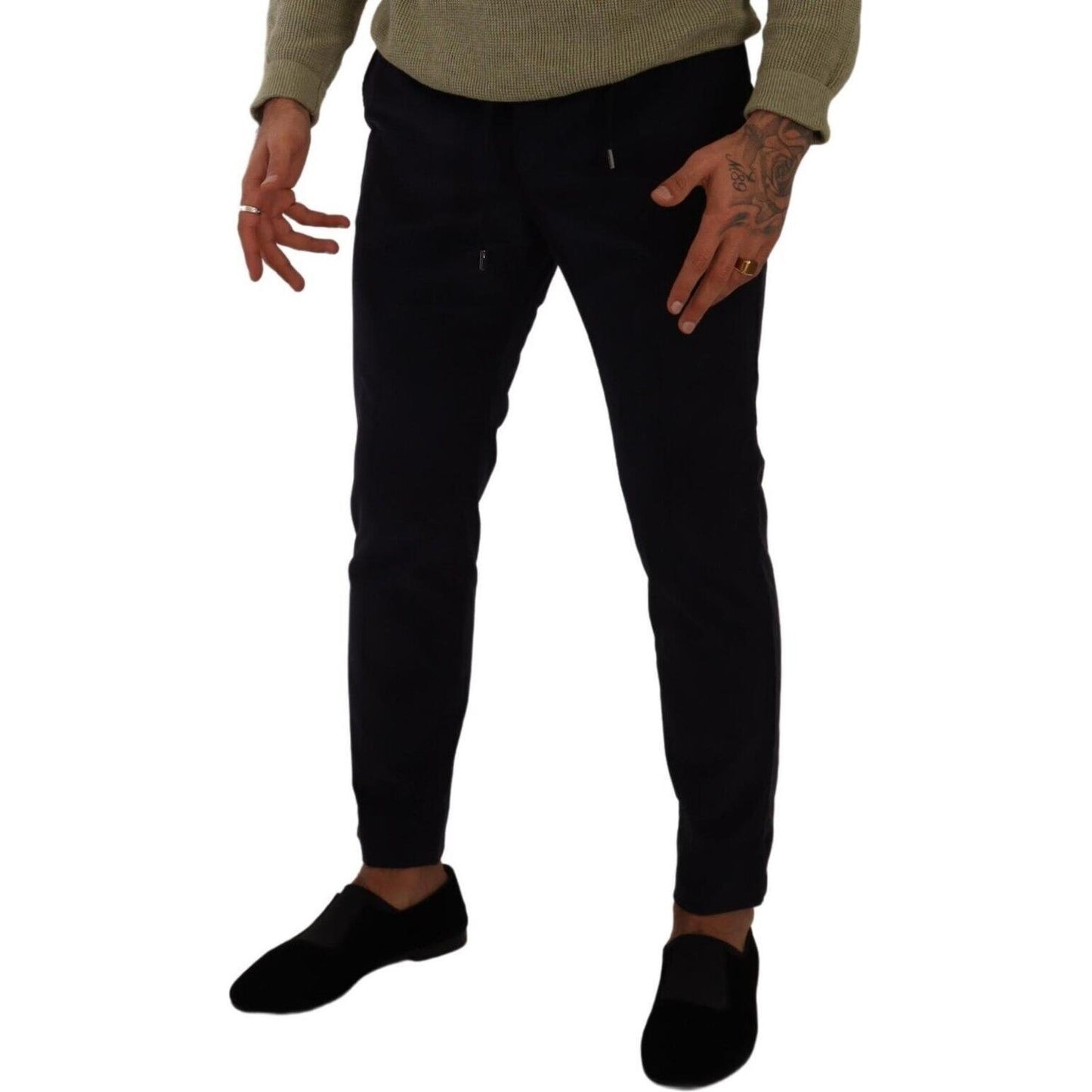 Dolce & Gabbana Blue Cotton Skinny Corduroy Trouser Pants Dolce & Gabbana