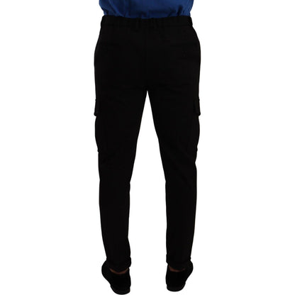 Dolce & Gabbana Black Viscose Skinny Cargo Trouser Pants