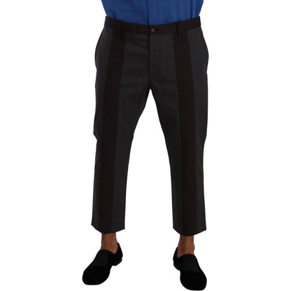 Dolce & Gabbana Gray Bordeaux Striped Cropped Trouser Pants Dolce & Gabbana