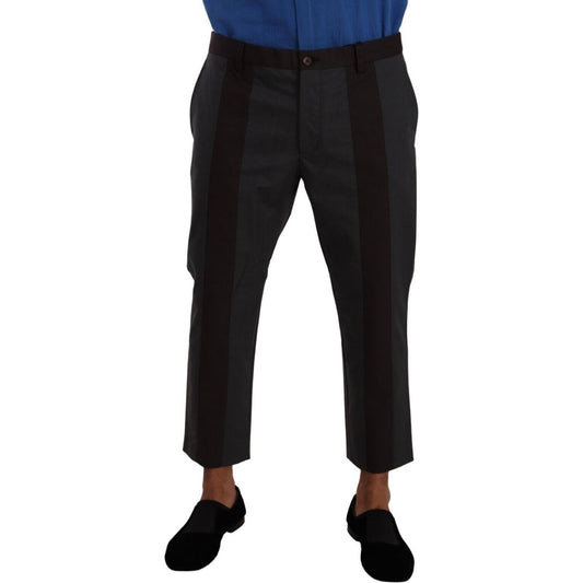Dolce & Gabbana Gray Bordeaux Striped Cropped Trouser Pants Dolce & Gabbana