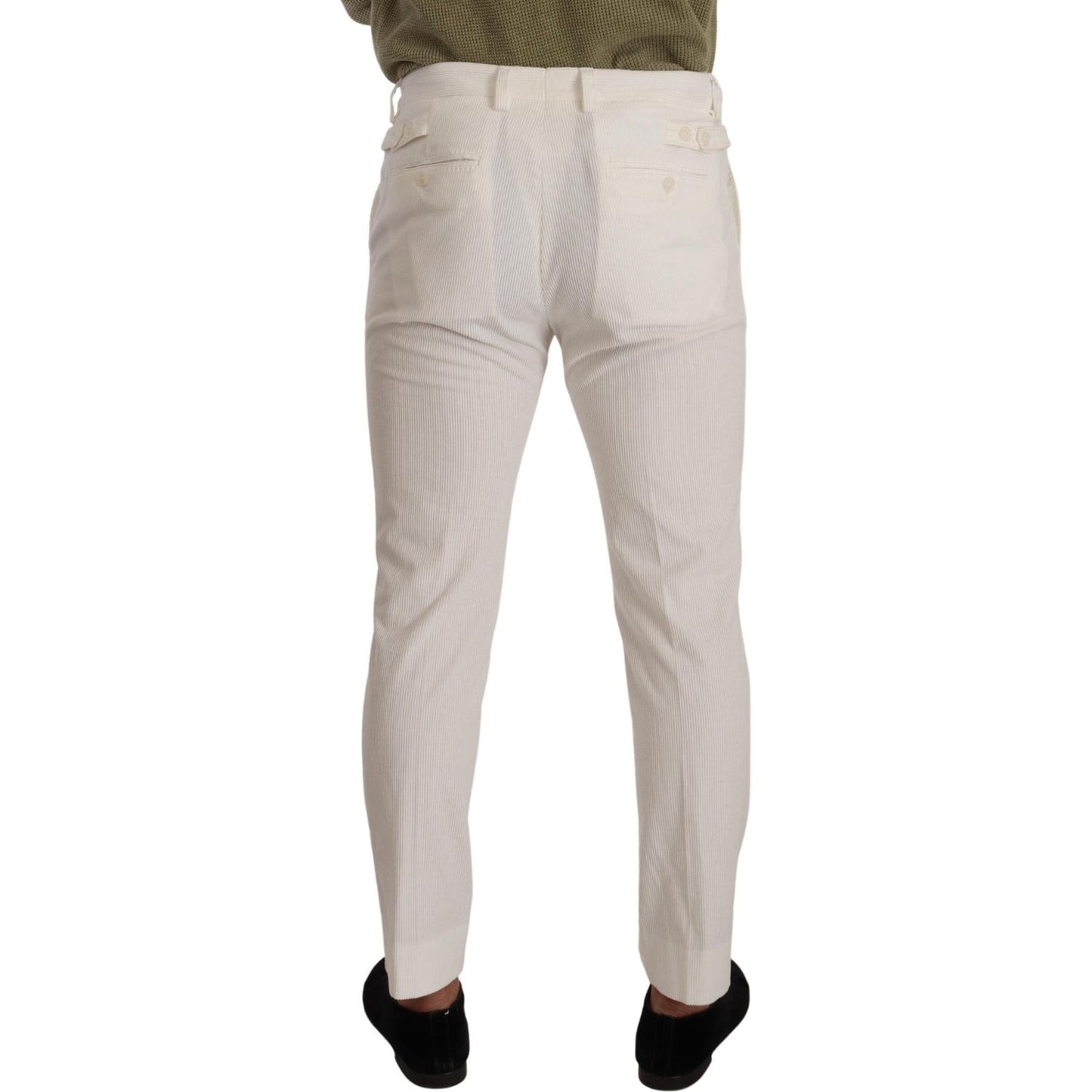 Dolce & Gabbana White Cotton Skinny Corduroy Trouser Pants Dolce & Gabbana