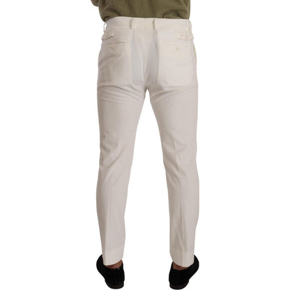 Dolce & Gabbana White Cotton Skinny Corduroy Trouser Pants Dolce & Gabbana