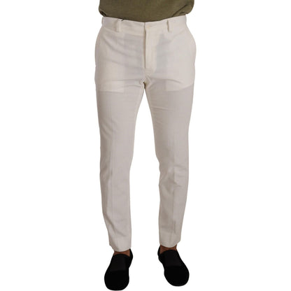Dolce & Gabbana White Cotton Skinny Corduroy Trouser Pants Dolce & Gabbana