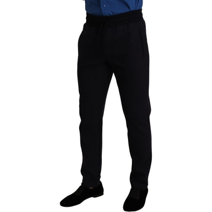 Dolce & Gabbana Blue Cotton Stretch Jogging Trouser Pants Dolce & Gabbana