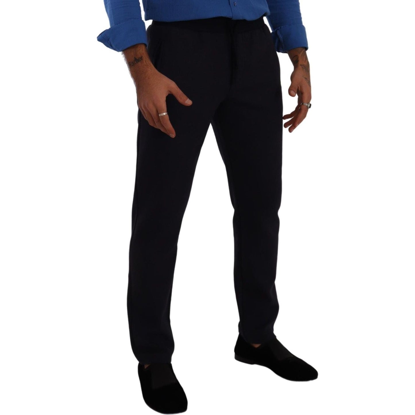 Dolce & Gabbana Blue Cotton Stretch Jogging Trouser Pants Dolce & Gabbana