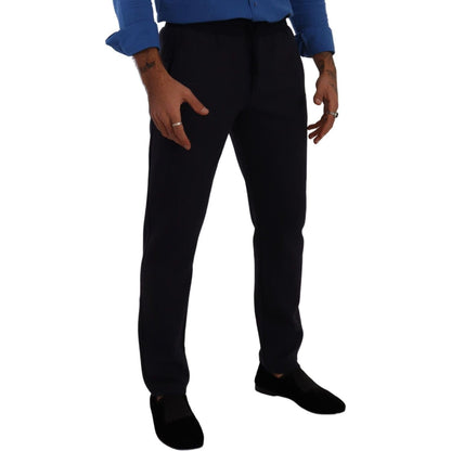 Dolce & Gabbana Blue Cotton Stretch Jogging Trouser Pants Dolce & Gabbana