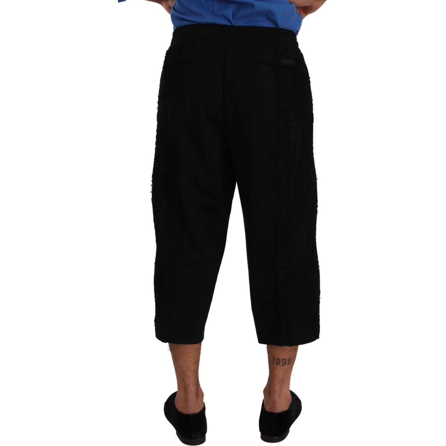 Dolce & Gabbana Black Cotton Torero Cropped Short Trouser Pants