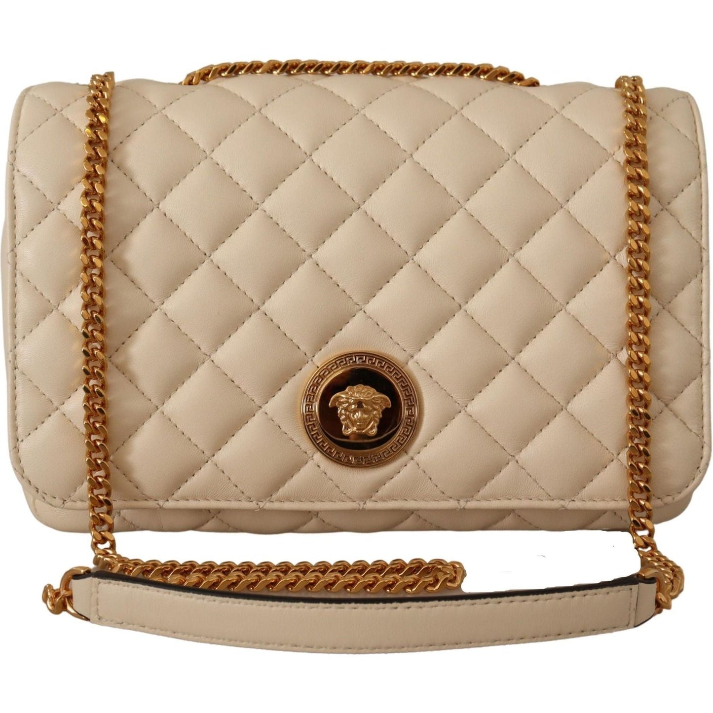 Versace White Nappa Leather Medusa Shoulder Bag Versace