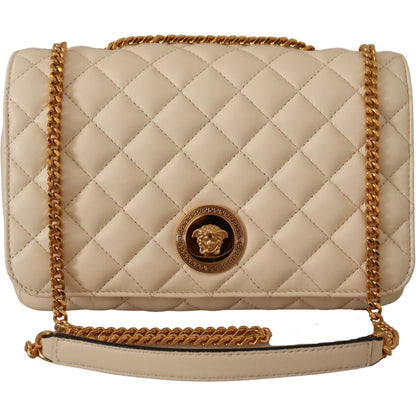 Versace White Nappa Leather Medusa Shoulder Bag Versace
