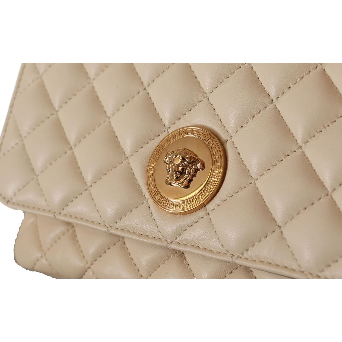 Versace White Nappa Leather Medusa Shoulder Bag Versace