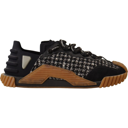 Dolce & Gabbana Black White Fabric Lace Up NS1 Sneakers
