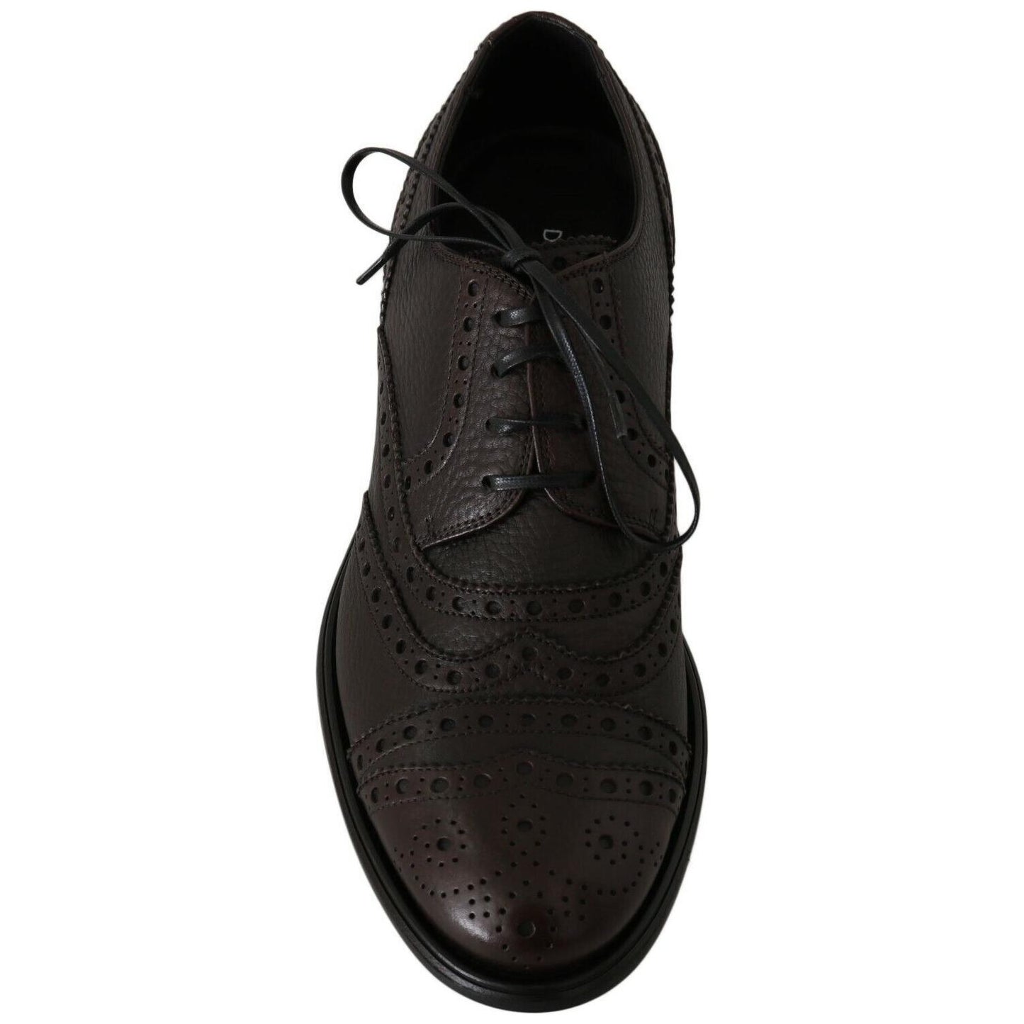 Dolce & Gabbana Brown Leather Wingtip Derby Formal Shoes Dolce & Gabbana
