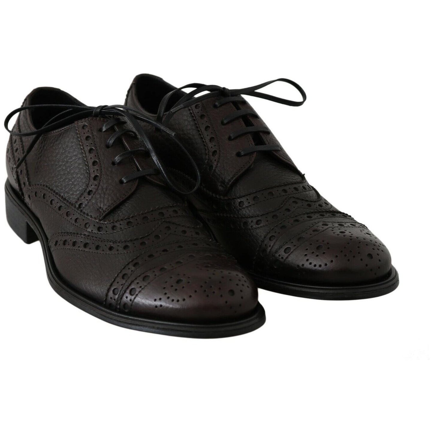 Dolce & Gabbana Brown Leather Wingtip Derby Formal Shoes Dolce & Gabbana
