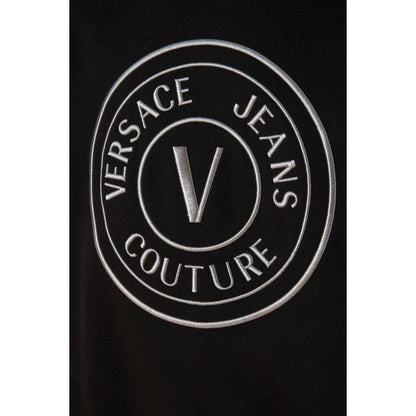 Versace Jeans Black Cotton Logo Details Hooded Sweatshirt