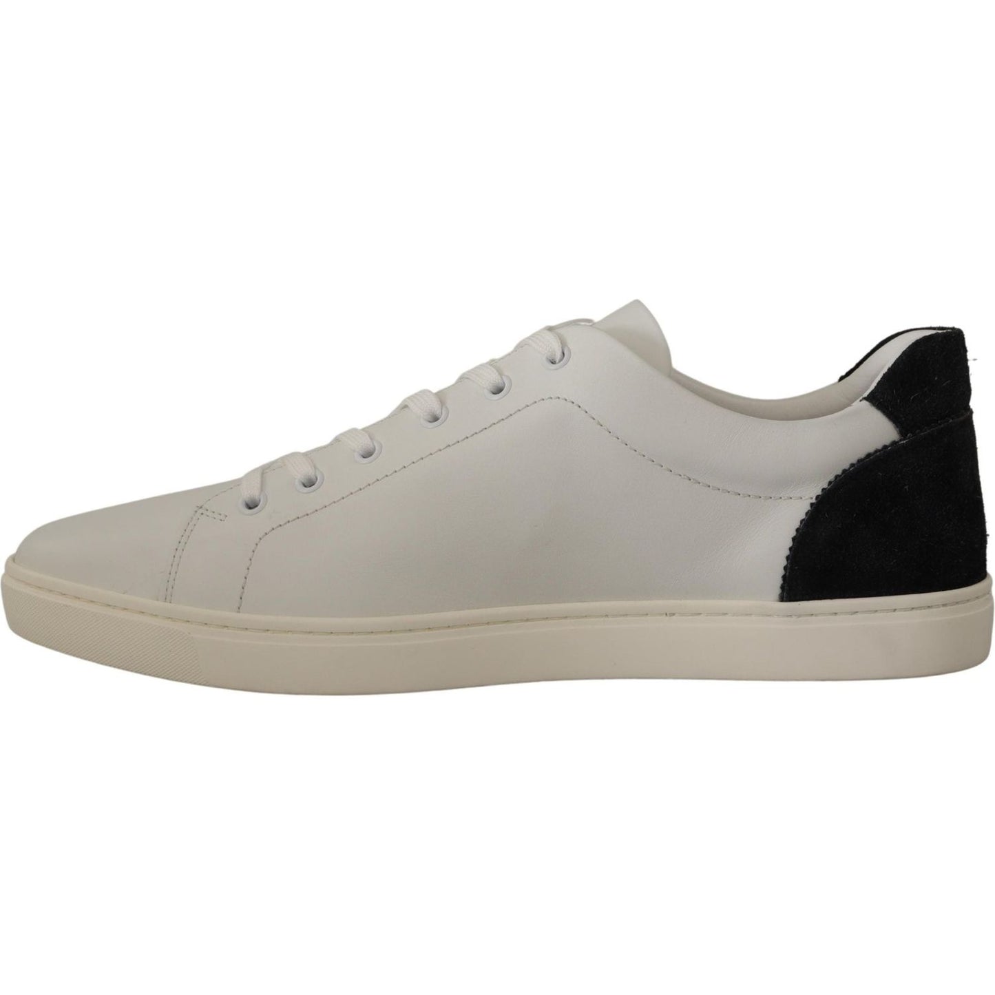 Dolce & Gabbana White Black Leather Low Shoes Sneakers Dolce & Gabbana