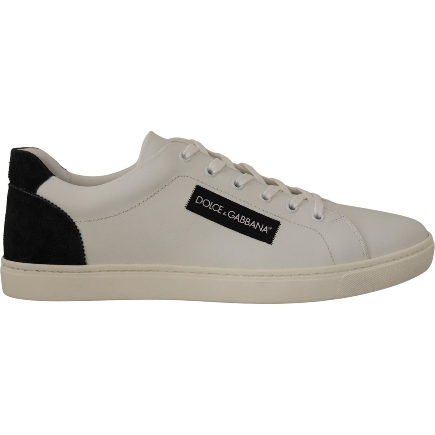 Dolce & Gabbana White Black Leather Low Shoes Sneakers Dolce & Gabbana