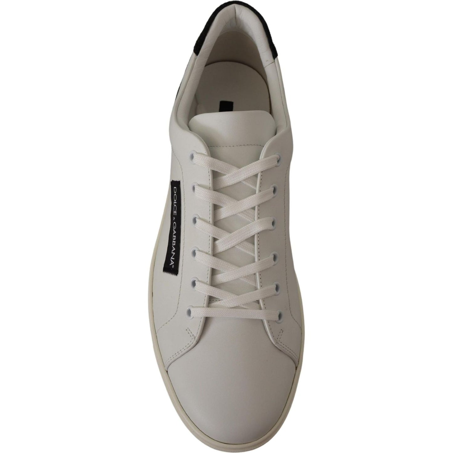 Dolce & Gabbana White Black Leather Low Shoes Sneakers Dolce & Gabbana