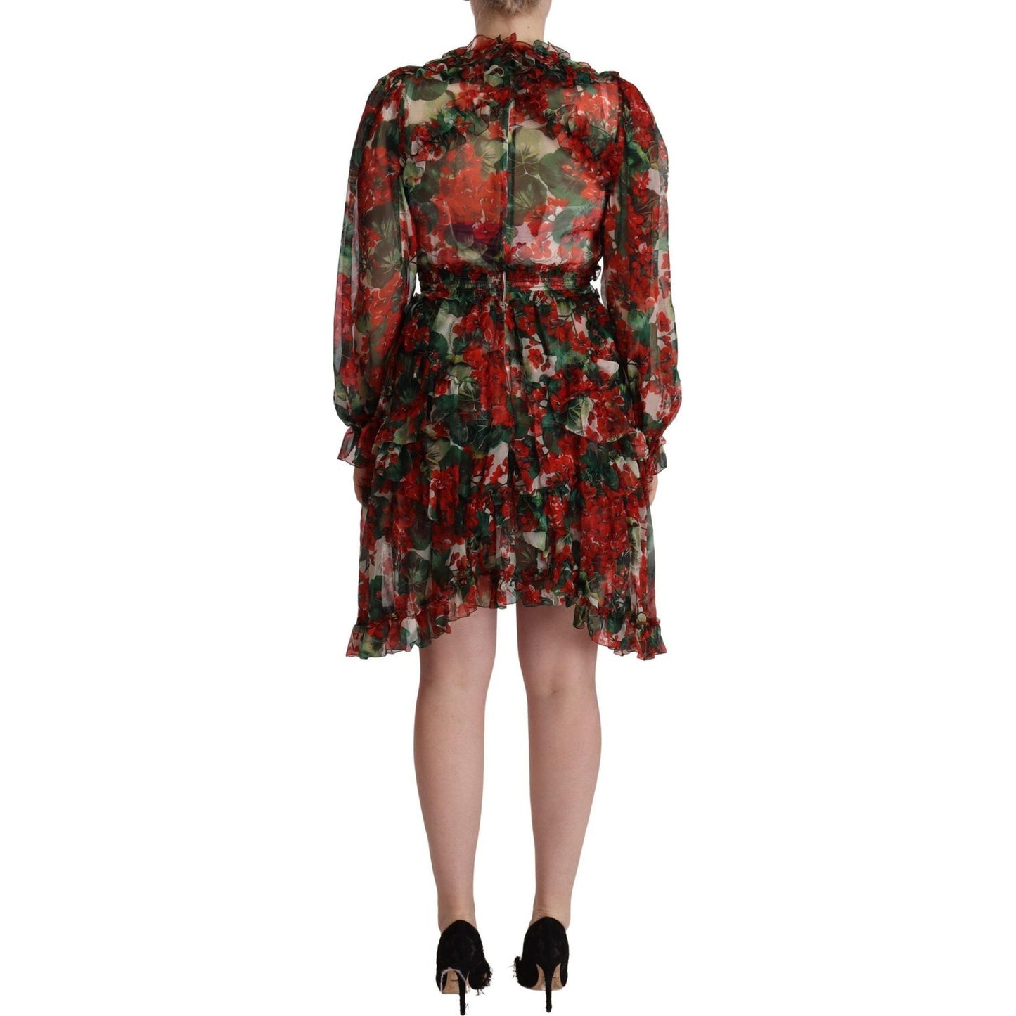 Dolce & Gabbana Multicolor Red Floral Silk Long Maxi Dress Dolce & Gabbana