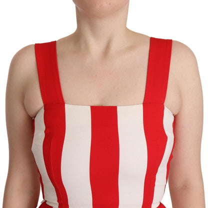 Dolce & Gabbana White Red Stretch Shift A-line Gown Dress Dolce & Gabbana
