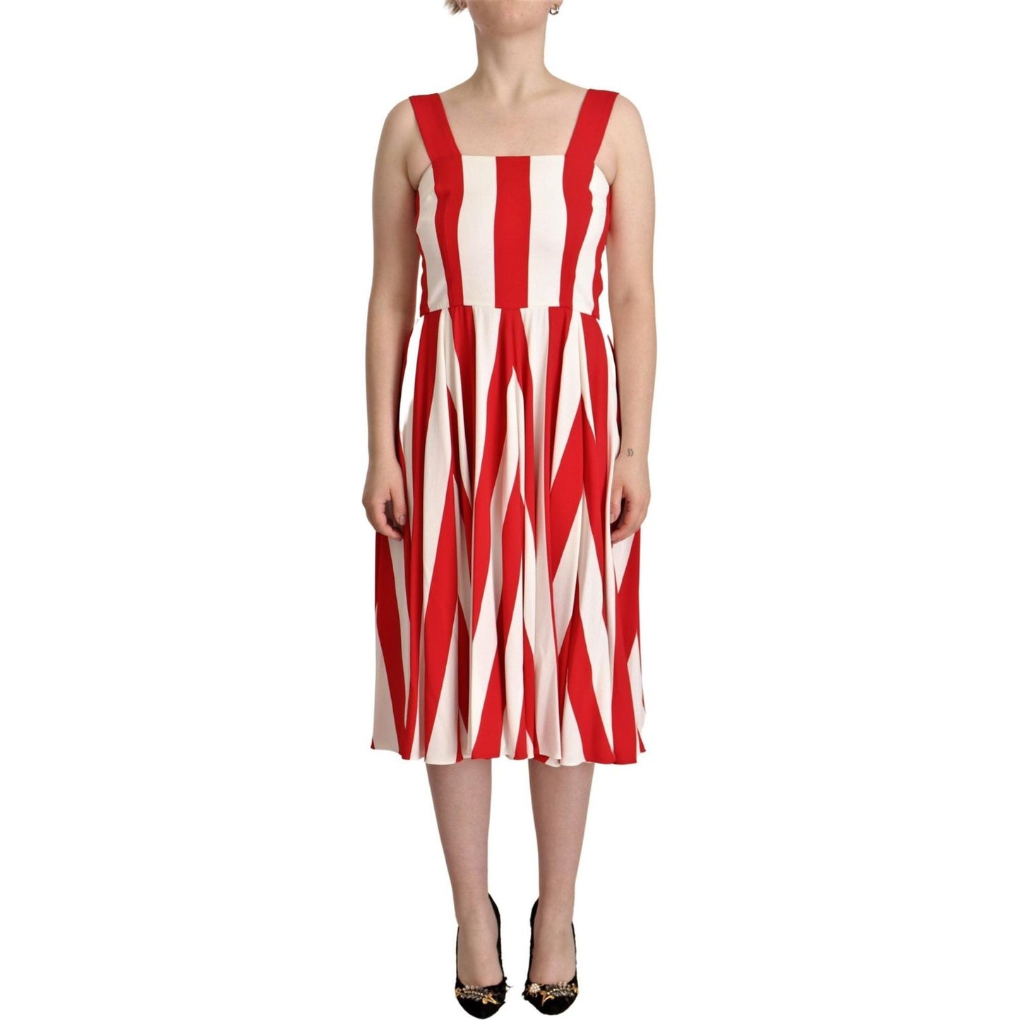 Dolce & Gabbana White Red Stretch Shift A-line Gown Dress Dolce & Gabbana