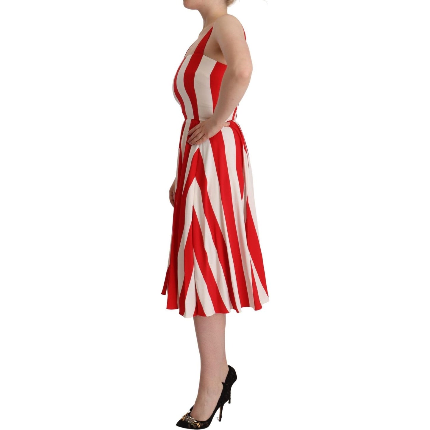 Dolce & Gabbana White Red Stretch Shift A-line Gown Dress Dolce & Gabbana