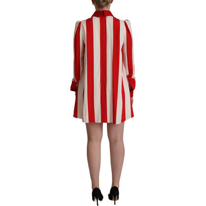 Dolce & Gabbana White Red Stretch Mini Shirt Gown Dress