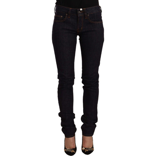 GF Ferre Black Mid Waist Cotton Denim Skinny Jeans GF Ferre