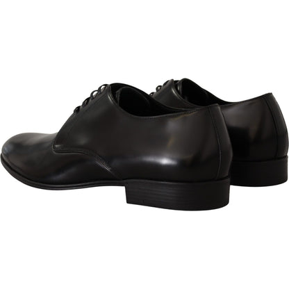 Dolce & Gabbana Black Leather Lace Up Formal Derby Shoes Dolce & Gabbana